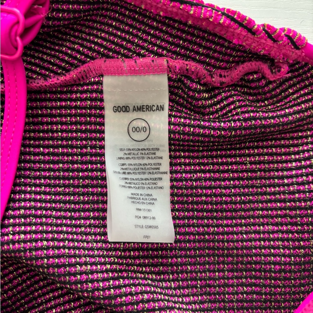 Good American Textured Fuchsia Hi Cut One Piece Size 0/Xs - Picture 4 of 6